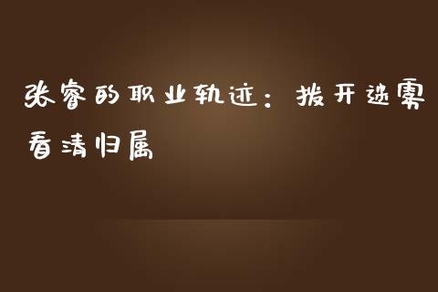 张睿的职业轨迹：拨开迷雾看清归属_https://cj006.lansai.wang_债券资讯_第1张