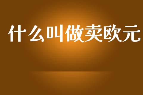 什么叫做卖欧元_https://cj006.lansai.wang_全球市场_第1张