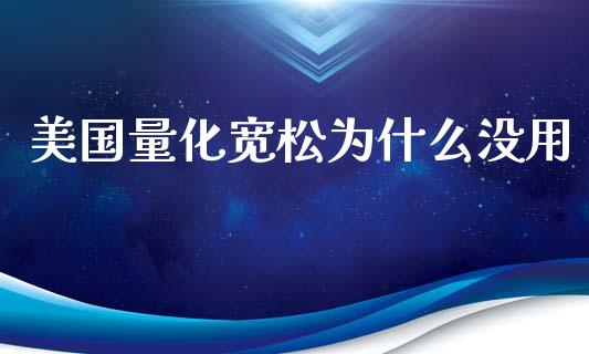 美国量化宽松为什么没用_https://cj006.lansai.wang_债券资讯_第1张