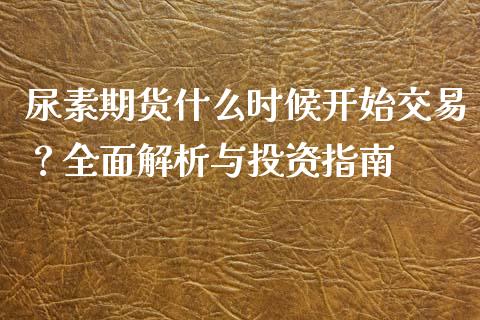 尿素期货什么时候开始交易？全面解析与投资指南_https://cj006.lansai.wang_金融监管_第1张