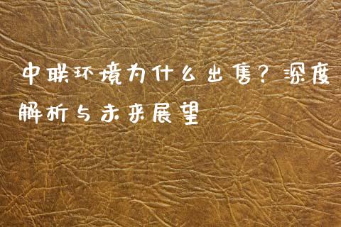 中联环境为什么出售？深度解析与未来展望_https://cj006.lansai.wang_外汇交易_第1张