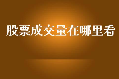股票成交量在哪里看_https://cj006.lansai.wang_金融监管_第1张