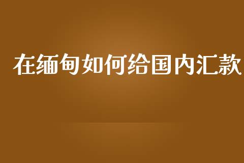 在缅甸如何给国内汇款_https://cj006.lansai.wang_财经新闻_第1张