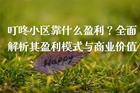 叮咚小区靠什么盈利？全面解析其盈利模式与商业价值_https://cj006.lansai.wang_金融监管_第1张
