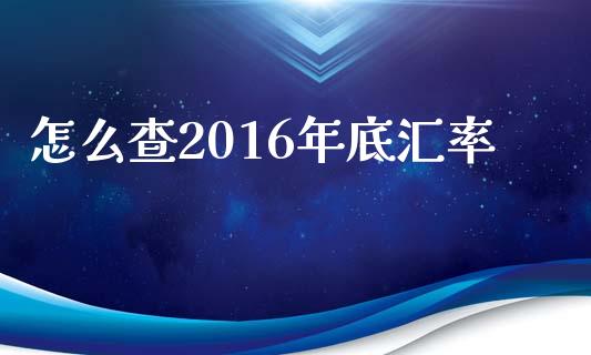 怎么查2016年底汇率_https://cj006.lansai.wang_金融监管_第1张