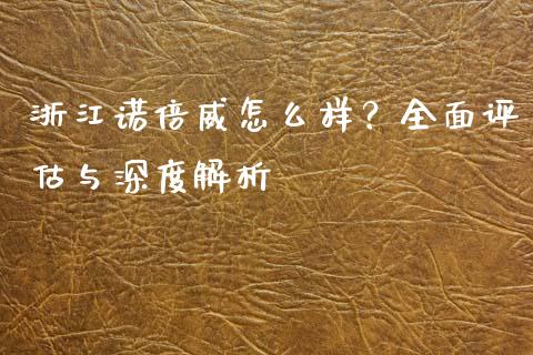 浙江诺倍威怎么样？全面评估与深度解析_https://cj006.lansai.wang_期货开户_第1张