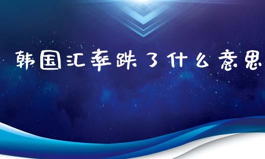 韩国汇率跌了什么意思_https://cj006.lansai.wang_外汇交易_第1张