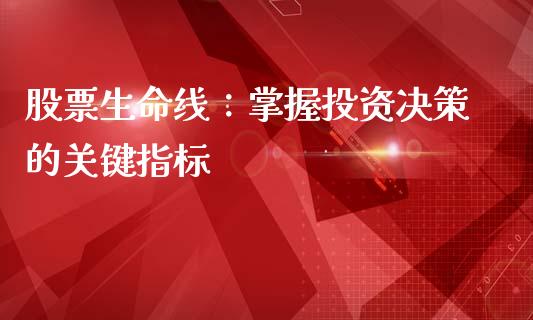 股票生命线：掌握投资决策的关键指标_https://cj006.lansai.wang_全球市场_第1张