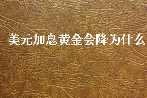 美元加息黄金会降为什么_https://cj006.lansai.wang_债券资讯_第1张