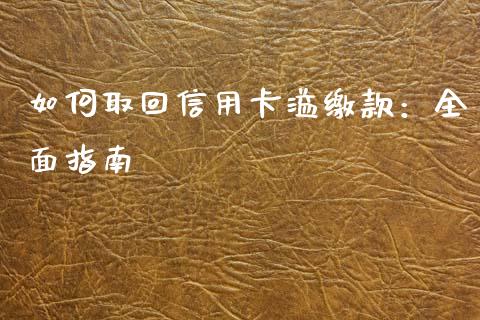 如何取回信用卡溢缴款：全面指南_https://cj006.lansai.wang_金融监管_第1张
