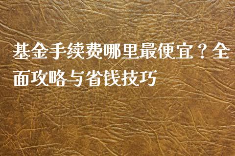 基金手续费哪里最便宜？全面攻略与省钱技巧_https://cj006.lansai.wang_全球市场_第1张