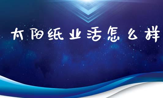 太阳纸业活怎么样_https://cj006.lansai.wang_金融监管_第1张