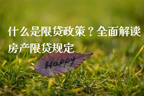 什么是限贷政策？全面解读房产限贷规定_https://cj006.lansai.wang_金融监管_第1张
