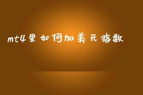 mt4里如何加美元指数_https://cj006.lansai.wang_外汇交易_第1张