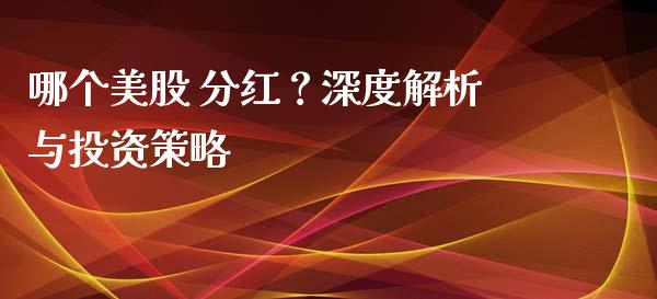 哪个美股 分红？深度解析与投资策略_https://cj006.lansai.wang_财经新闻_第1张