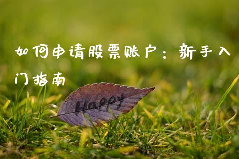 如何申请股票账户：新手入门指南_https://cj006.lansai.wang_全球市场_第1张
