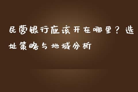 民营银行应该开在哪里？选址策略与地域分析_https://cj006.lansai.wang_债券资讯_第1张