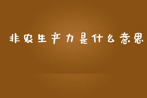 非农生产力是什么意思_https://cj006.lansai.wang_债券资讯_第1张