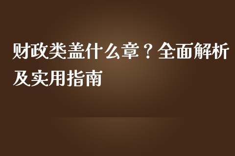 财政类盖什么章？全面解析及实用指南_https://cj006.lansai.wang_全球市场_第1张