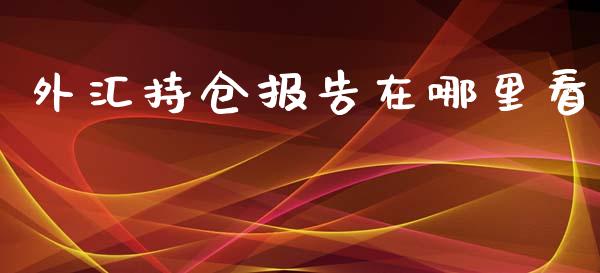 外汇持仓报告在哪里看_https://cj006.lansai.wang_期货开户_第1张
