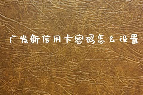 广发新信用卡密码怎么设置_https://cj006.lansai.wang_债券资讯_第1张