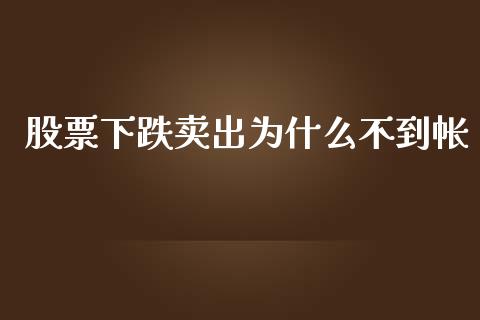 股票下跌卖出为什么不到帐_https://cj006.lansai.wang_财经新闻_第1张