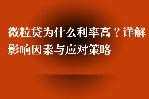 微粒贷为什么利率高？详解影响因素与应对策略_https://cj006.lansai.wang_金融监管_第1张