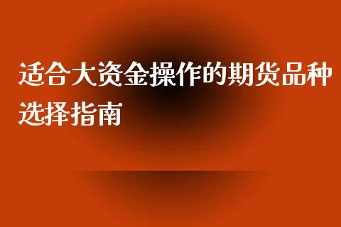 适合大资金操作的期货品种选择指南_https://cj006.lansai.wang_期货开户_第1张