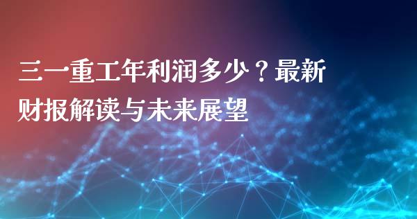 三一重工年利润多少？最新财报解读与未来展望_https://cj006.lansai.wang_外汇交易_第1张