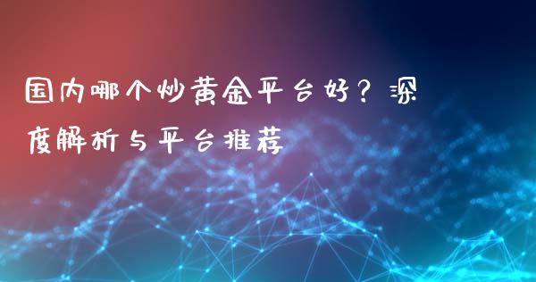 国内哪个炒黄金平台好？深度解析与平台推荐_https://cj006.lansai.wang_财经新闻_第1张