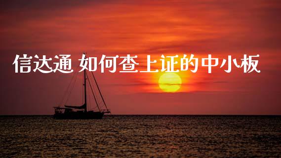 信达通 如何查上证的中小板_https://cj006.lansai.wang_期货开户_第1张