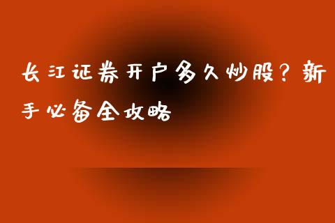 长江证券开户多久炒股？新手必备全攻略_https://cj006.lansai.wang_期货开户_第1张