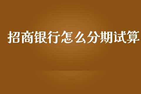招商银行怎么分期试算_https://cj006.lansai.wang_财经新闻_第1张